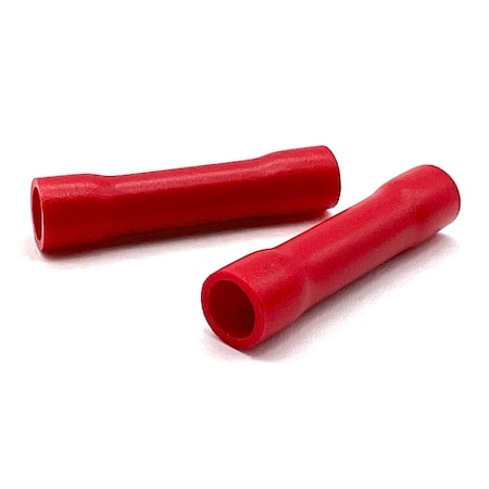 Boltsandnuts.Com Butt Splice Wire Connector, 16 AWG Max, Red, PVC, Vinyl Insulation, 600 V, 100 PK EL-2216-BUTT-VR-100